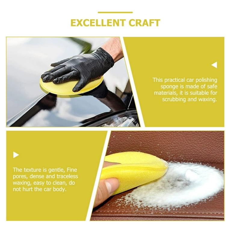 Frcolor 24pcs Car Polishing Sponges Car Wax Applicator Pads Automotive Round Cleaning Sponges, Size: 20x11x10CM