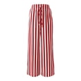 thumbnail image 5 of IYYVV Womens Summer Casual Striped Pants Loose Wide Leg Lounge Pants Elastic Waist Palazzo Trousers with Pockets Vermilion S, 5 of 9