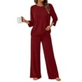 thumbnail image 3 of Wutalume Women's Cozy Home Wear 2-Piece Pajama Set, Comfortable Top and Relaxed Fit Pants, Soft Loungewear Outfit,Wine L, 3 of 6