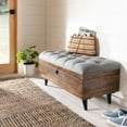thumbnail image 2 of SAFAVIEH Liam Rustic Tufted Cocktail Linen Ottoman with Storage, Grey/Dark Oak, 2 of 13