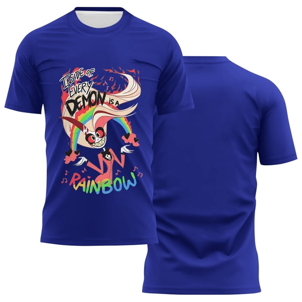 Hazbin Hotel Camiseta hombre Graphic Text Pool 3D Printing Street Casual Manga Corta Ropa Impresa Básica Azul/XL