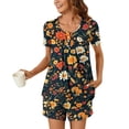 thumbnail image 2 of Tnhcen Women's Cooling Nightwear Set Short Sleeve Button Detail Round Neck Blouse Shorts Pajamas Home Clothes Set S-3XL, 2 of 6