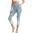 thumbnail image 2 of ZQUUVOU Capri Leggings for Women Pull On Jeggings High Waisted Denim Look Printed Stretchy Slim Fit Yoga Pants with Pocket Blue, 2 of 8