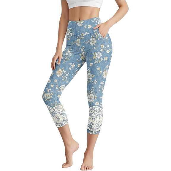 Drovellove Women's Plus Size High Waisted Yoga Capris with Pockets - Slim Fit Casual Cropped Pants for Workout, Running