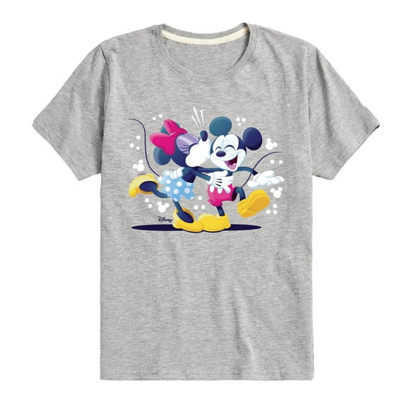 Disney - Mickey Minnie Kiss - Youth Short Sleeve Graphic T-Shirt