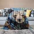 thumbnail image 2 of Fenyluxe Bear Blue Background Throw Blanket for Couch Sofa Bed Office All Seasons Flannel Material Blanket 3 Sizes Available 60x80in, 2 of 6
