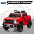 thumbnail image 3 of Licensed Ford Raptor F150 12V Kids Electric Car Ride On Toy, Battery Powered Ride on Truck with Remote Control, Lights, Music, 3 Speeds, 4 Wheel Suspension Ride on Car for 3-5 Year Boys Girls, Red, 3 of 9