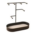 thumbnail image 1 of Soporte con bandeja Soporte colgante Torre Bandeja de almacenamiento de llaves para collares Pendientes Accesorios para el cabello Entrada Almohadilla de cuero PU negro Sunnimix Soporte organizador de joyas, 1 of 8