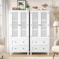 thumbnail image 5 of Homfa Rattan Cabinet with Doors, Tall Storage Cabinet with 2 Drawers, Narrow Accent Versatile Cabinet for Living Room, White, 5 of 11