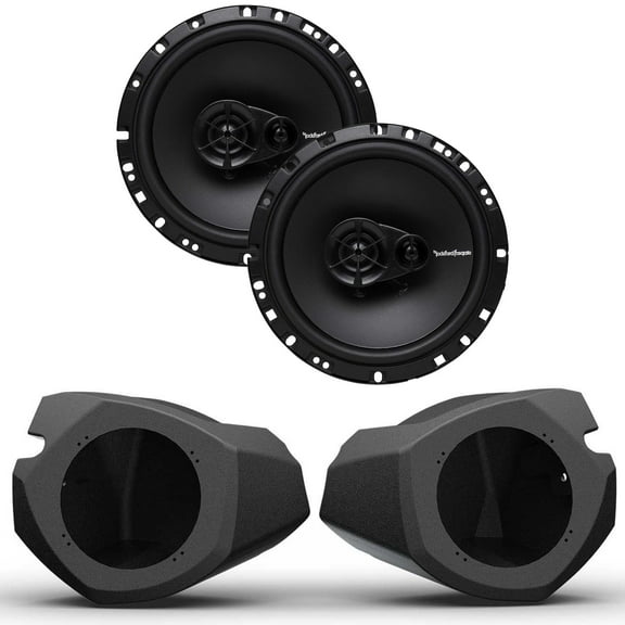Rockford Fosgate R165X3 6.5” Full Range 3-Way Speakers with RZR14-FSE 6.5" Front Speaker Enclosures Compatible With Select 14  RZR Models