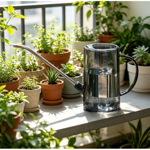 Long Spout Watering Can Indoor Outdoor Garden Sprayer for Houseplants Succulents and Potted Flower Garden Care 0.26 Gallon Gray