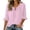 Pink, variant on Women's Crew Neck Tops Solid Color Ruffle Trim Short Sleeve Knot Neck Tops Casual Comfy Fashion Clothes