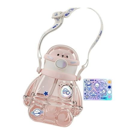 

Kids Drinking Bottle Sports Drink Bottle with Carrying Strap Portable Lightweight Kids Straw Bottle for Travel Camping Fitness Kids and Adult Pink