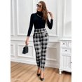 thumbnail image 6 of Women High Waist Fitted Pants, Button Decor High Stretch Trousers with Pockets for Office Back-To-School, 6 of 6