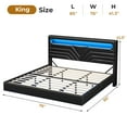 thumbnail image 4 of Afuhokles Floating King Bed Frame with Charging Station and Storage Headboard, Faux Leather Upholstered RGB Bed, PU Black, 4 of 6
