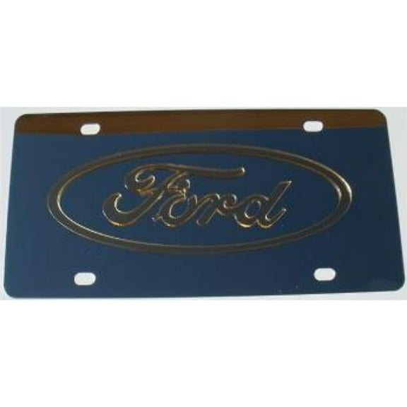 Ford Gold Logo Stainless Steel License Plate