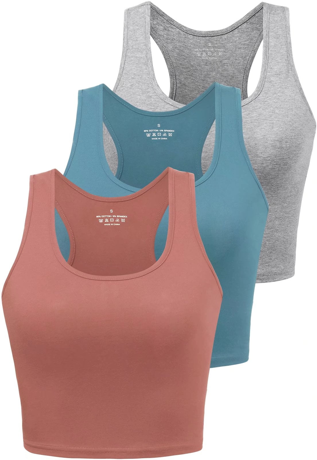 Porvike Crop Tops for Women Workout Tanks Racerback Cropped Yoga Shirts ...