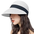 thumbnail image 4 of Hkoxplj Womens Foldable Packable Straw Hat Summer Sun Hat Beach Cap UV Protection Travel Visor Hat Lightweight Breathable Crushable Roll Up Outdoor Gardening Hat Unisex Summer Gift Hat, 4 of 4