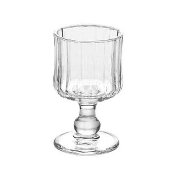 Vintage Ribbed Goblets, Clear Footed Glass Cup Embossed Drinkware Stemware 6 oz