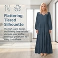 thumbnail image 7 of Women Plus Size Polyester Maxi Dresses, Vintage V Neck Balloon Long Sleeve Flowy Tiered Swing Dress, 7 of 7