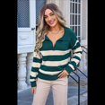 thumbnail image 4 of Suéter de Rayas con Cuello en V para Mujer, Jersey de Punto Holgado de Larga, Tops de Otoño. Verde Oscuro L, 4 of 10