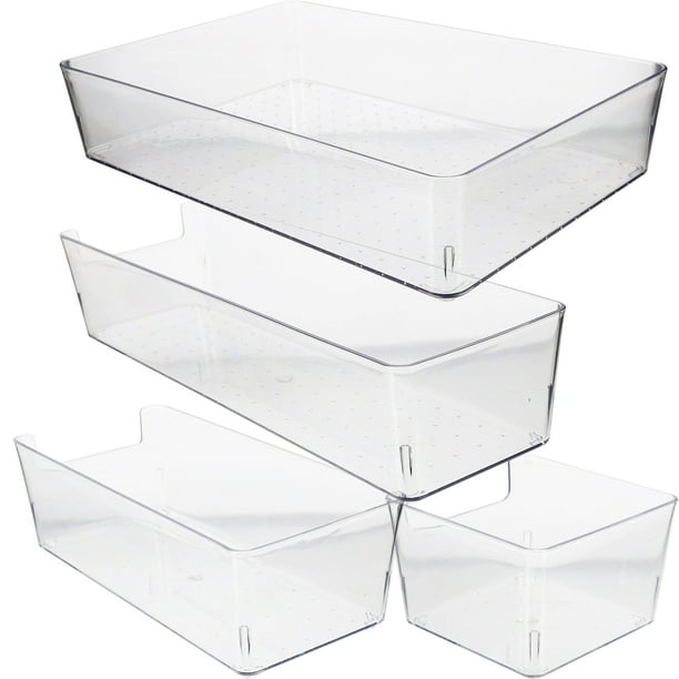 EeaseMX Organizador de cajones de escritorio de 4 piezas, de plástico transparente, para baño y oficina.