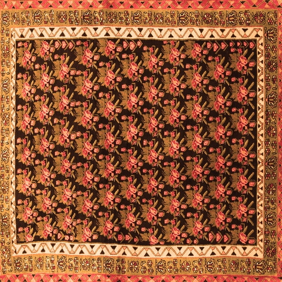Ahgly Company Indoor Square Persian Orange Traditional Area Rugs, 6' Square
