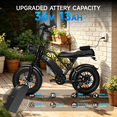 thumbnail image 5 of OBX Electric Bike for Adults 500W Motor 20MPH 36V 13AH Removable Battery 16" Fat Tire Ebike with Shimano 7-Speed & Dual Suspension, 5 of 9