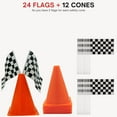 thumbnail image 4 of 4E's Novelty 38 Pieces Set - 12 Traffic Cones With Hole on Top, 24 Checkered Flags, Racetrack Floor Runner - for For Race Car Birthday Party Supplies, Table Centerpiece Decorations Kids Gift, 4 of 8