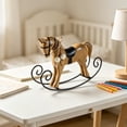 thumbnail image 5 of Distressed-style Wooden Rocking Horse Ornament -style Tabletop Decor Nostalgic Bookshelf Accessory Handcrafted Piece And Holiday Gift, Farmhouse Garden Home Office Desk Decor, 5 of 6