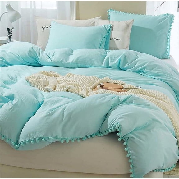 Pavish Export Cotton Duvet Cover Set For Bedroom Boho Pom pom Bedding Duvet Cover With 2 Pillow Case Bohemian Twin Bedding Set