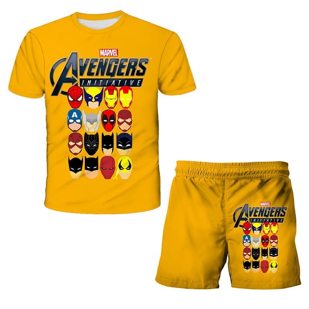 Marvel Hulk Capitán América Spiderman camiseta + Pantalones cortos trajes bebé niño ropa verano niños ropa conjuntos niños camisetas Girls11T Gao Jinjia LED