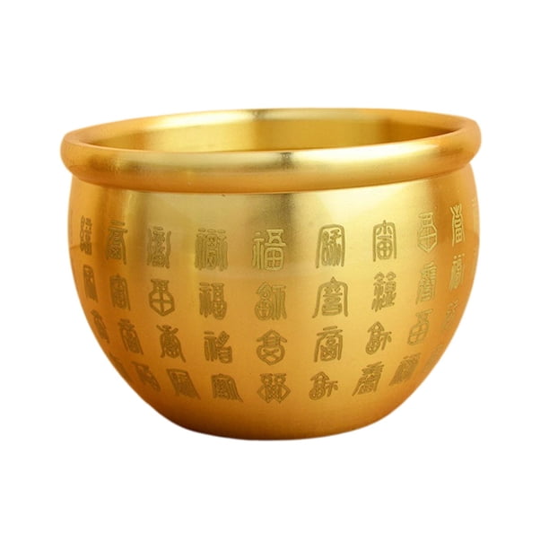 Cuenco de latón Feng Shui, cuenco del tesoro, cilindro de arroz de la suerte, cuenco popular Bai Fu para estudio 7cmx4.7cm