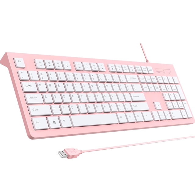 Teclado COLIKES CL206 con cable USB de perfil bajo, color rosa chiclet