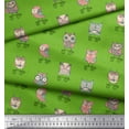 thumbnail image 3 of Soimoi Green Rayon Fabric Skates & Owl Cartoon Print Sewing Fabric Yard 42 Inch Wide, 3 of 3