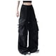 thumbnail image 1 of Pantalones de trabajo de cintura alta con bolsillos para mujer - 55 % algodón/45 % poliéster, cierre con botones, pierna recta, aptos para la oficina/uso diario, 1 of 5
