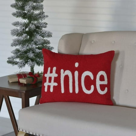 

HetayC # Nice Text Textured Wool Farmhouse Christmas Decor Appliqued 18x14 Filled Pillow Barn Red