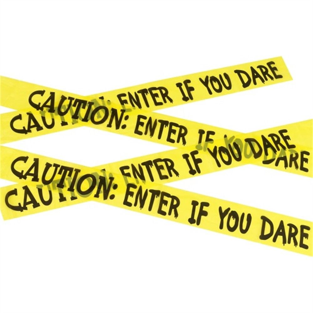 Yellow Black Caution Tape Enter If You Dare 50ft. Halloween Decoration