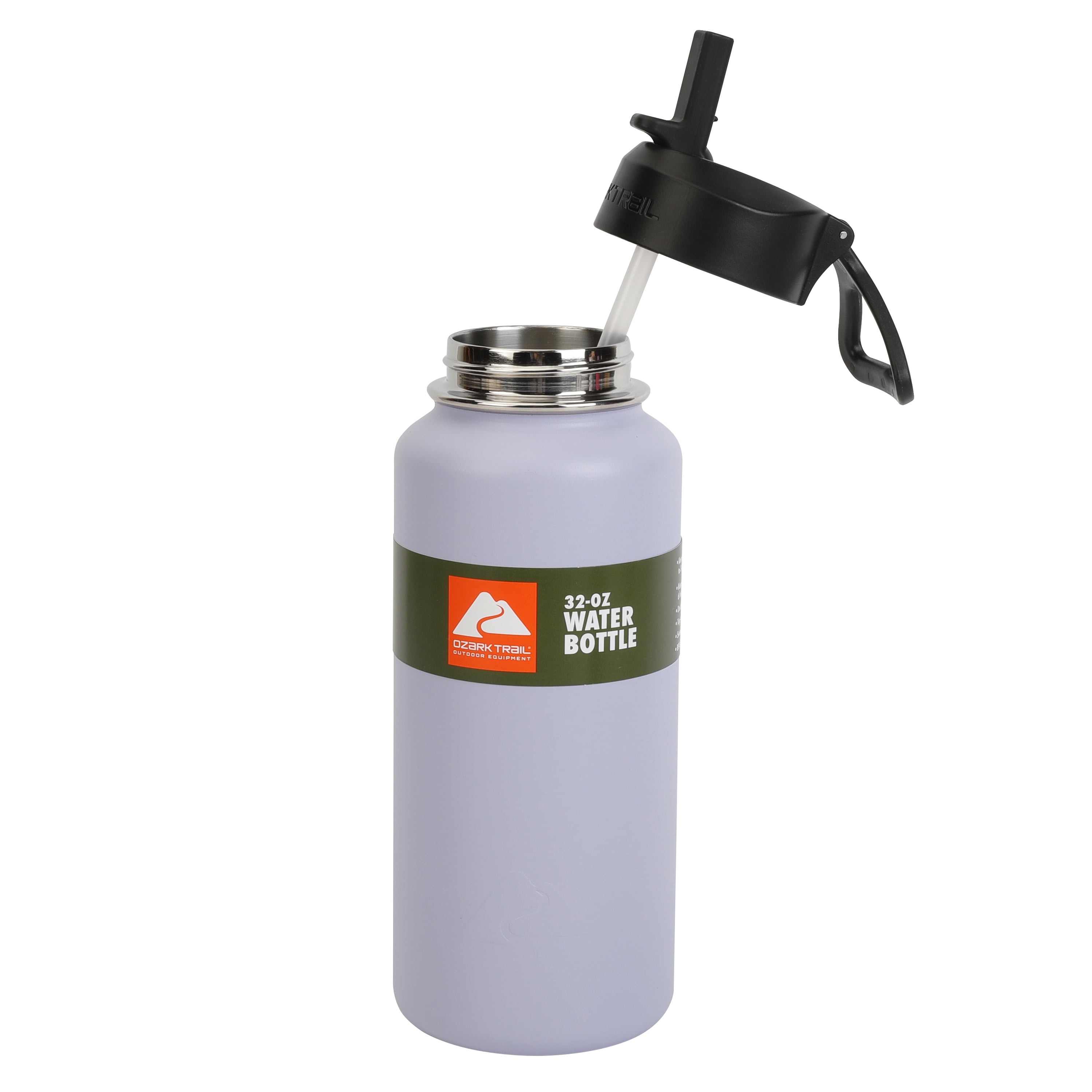 Ozark Trail 32oz Insulated Stainless Steel Water Bottle with Handle, Flip Lid, Purple, 1 Each