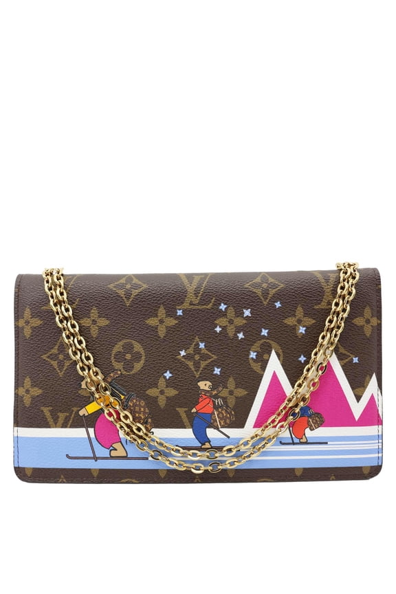 Pre-Owned Louis Vuitton Weekend Christmas Animation Pochette Monogram Canvas Crossbody Bag Brown