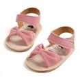 thumbnail image 6 of Hotiary Infant Baby Girls Soft Open Toe Sandals Toddler Summer PU Leather Bowknot Sandals Solid Color Princess Flat Shoes Pink for 0-18M, 6 of 8