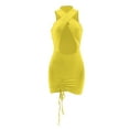 thumbnail image 2 of xiaxaixu Robe Aguichant pour Femmes + Col Licou Couleur Unie Ajourée une-Pièce, 2 of 9