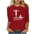 thumbnail image 2 of HOMBOM 3/4 Sleeve Womens Summer Tops Red Shirts Easter Cross Print Crew Neck Cute Easter Tops For Women XL, 2 of 4
