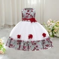 thumbnail image 2 of Miluxas Toddler Pageant Flower Girl Lace Dress Little Girls Party Wedding formal Dresses Wine 5 Years, 2 of 7