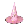 thumbnail image 4 of Halloween Kids Witch Hat For Boys Girls Women Star Print Wizard Hat Witch Hat Decoration Witch Accessories (Pink), 4 of 4