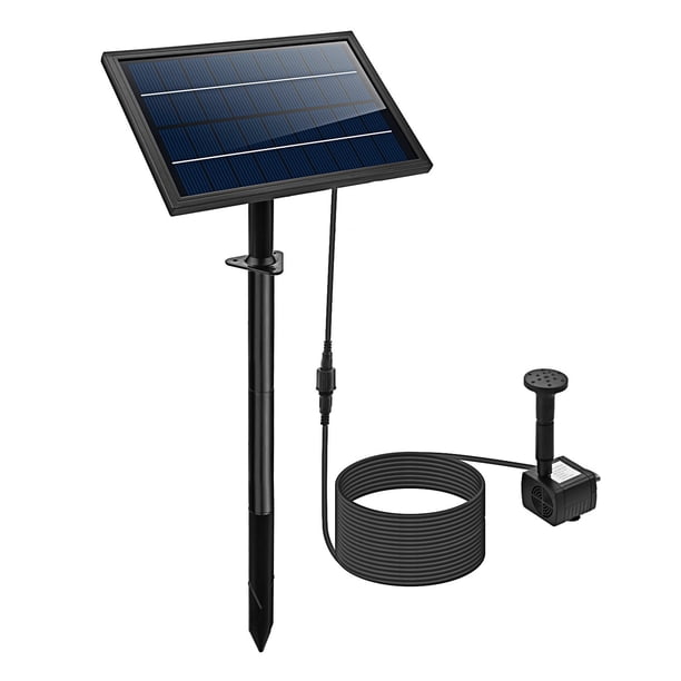 Yuarrent Bomba de fuente solar para exteriores, giratoria, mejorada, 4 boquillas, decoración con estaca, estanque decorativo para baño de Jardín y Patio 8W