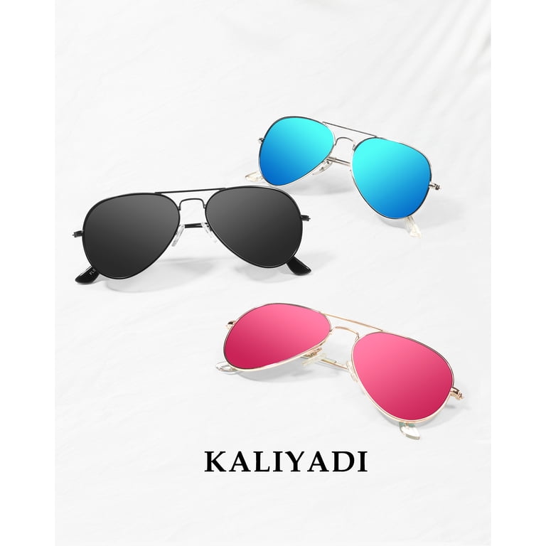 KALIYADI, Classic Aviator Sunglasses, 3 Pack, Polarized UV 