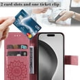 thumbnail image 2 of TECH CIRCLE for iPhone 16 Plus Case 6.7" 2024, PU Leather Flip Wallet Case with Stand Function, Built-in Card Slots & Cash Pocket, Lightweight Protective Slim Cute Flower Cover with Lanyard, Pink, 2 of 8