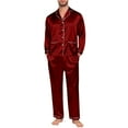 thumbnail image 5 of Family Christmas Pajamas Matching Sets Satin Christmas Pajamas Holiday Sleepwear Long Sleeve Button down Nightwear Set Matching Fall Pajamas Men Matching Christmas Pajamas, 5 of 6