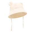thumbnail image 2 of Kids Girl Sun Hat Adjustable Kids Cotton Bucket Hat with Chin Strap UV Protection Beige,Size 1 T, 2 of 9